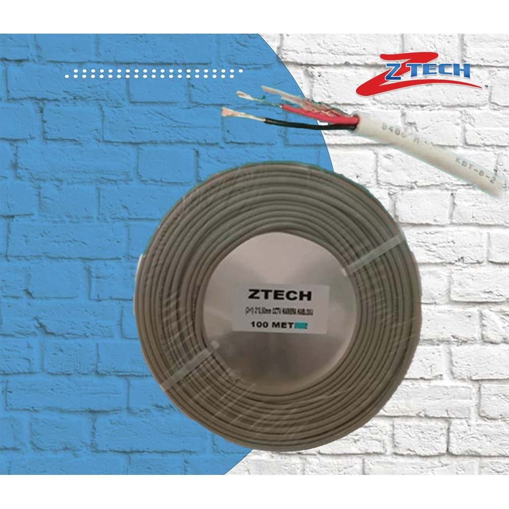 ZTECH ZR-1050 FULL BAKIR 2+1 2*0,50 100M CCTV KABLO