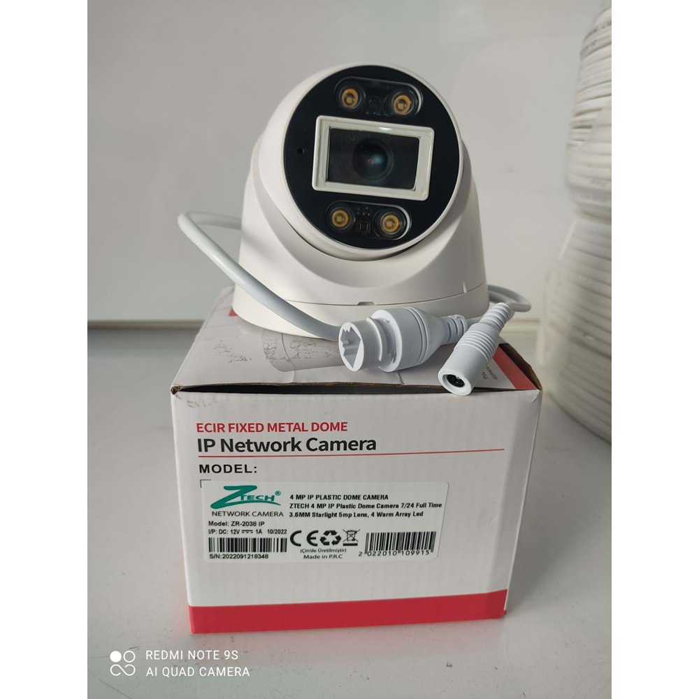 ZTECH ZR-2038IP 4 WARM ARAYLED 3.6MM 4MP İP KAMERA DOME